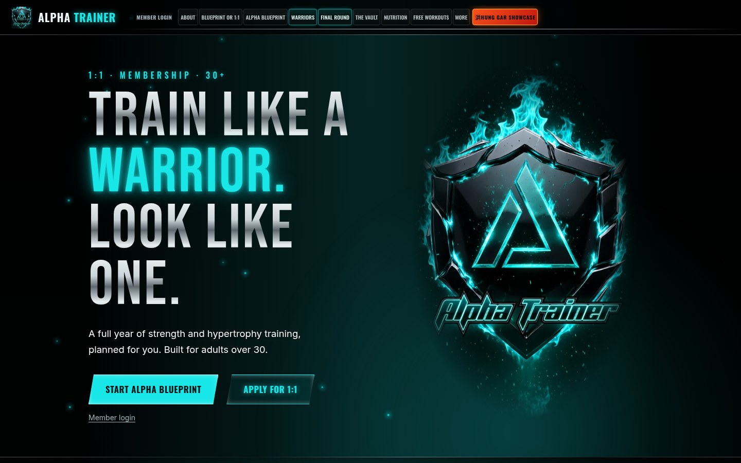 alphatrainerhq.com on desktop
